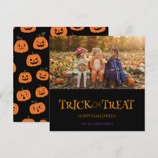 Persoonlijke Halloween-foto kaart | Trick or Treat