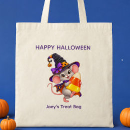 Persoonlijke Halloween Muis met Snoep Mais Tote Bag