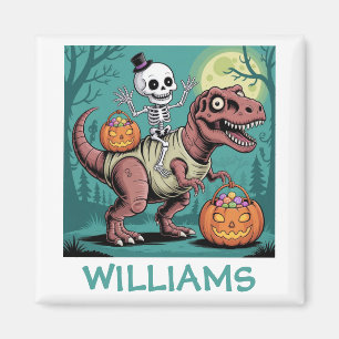 Persoonlijke Halloween Skelet Rijdende Dinosaurus Magneet