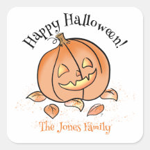 Persoonlijke Halloween-sticker Cute Jack o Lantern