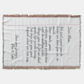 Persoonlijke handgeschreven briefliefhebber mam deken (Voorkant)