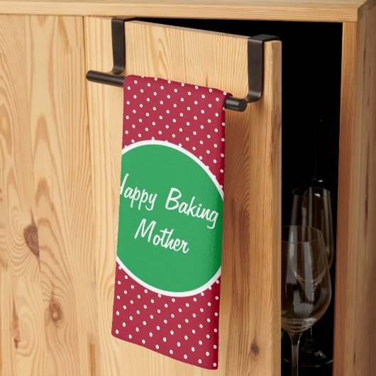 Persoonlijke Happy Baking Swiss Dot Kitchen Towel Theedoek (Derde Gevouwen)