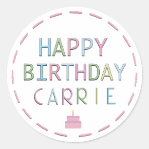Persoonlijke Happy Birthday Colorful Letters Cake Ronde Sticker