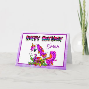 Persoonlijke Happy Birthday Eenhoorn Meisje Kaart