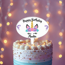 Persoonlijke Happy Birthday Eenhoorn Taarttopper