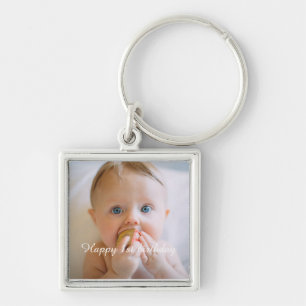 Persoonlijke happy birthday foto aandenken sleutelhanger