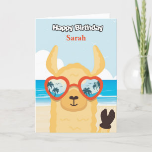 Persoonlijke Happy Birthday-kaart - Beach Llama Kaart