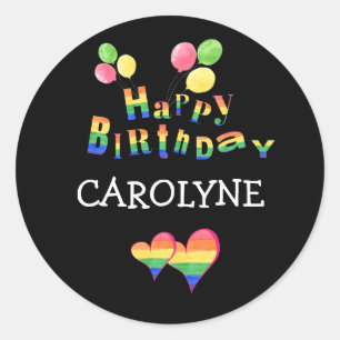 Persoonlijke Happy Birthday LGBTQ+ Ronde Sticker