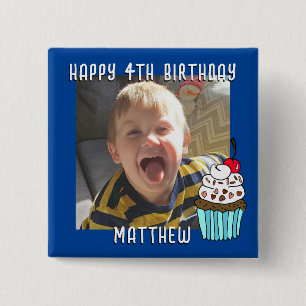 Persoonlijke Happy Birthday-naam en -leeftijd Vierkante Button 5,1 Cm