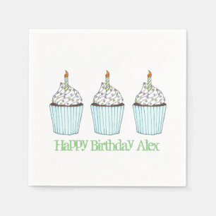 Persoonlijke Happy Birthday Party Cupcake Napkins Servetten
