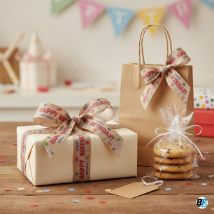 Persoonlijke Happy Birthday Party Favor Rood & Tau Lint
