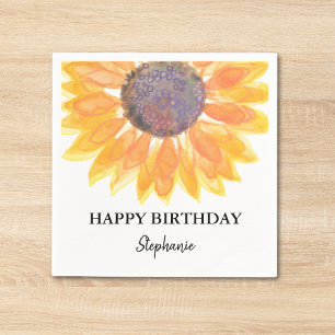 Persoonlijke Happy Birthday Sunflower Servet