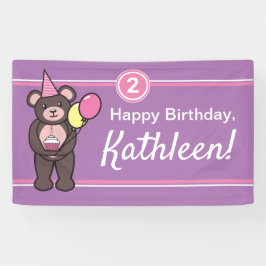 Persoonlijke Happy Birthday Teddy Bear Banner
