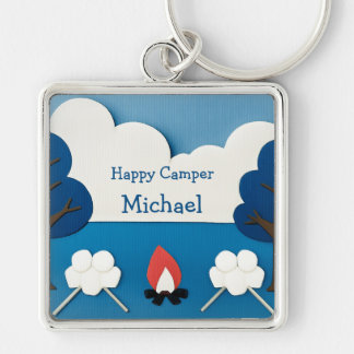 Persoonlijke Happy Camper Kampvuur Smores Kamperen Sleutelhanger