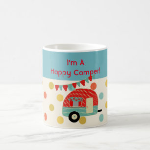 Persoonlijke Happy Camper Retro Rode Aqua Mok