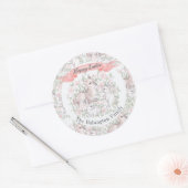 Persoonlijke Happy Easter Spring Deer Bunny Ronde Sticker (Envelop)