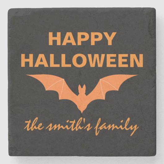 Persoonlijke Happy Halloween Bat Stenen Onderzetter (Voorkant)