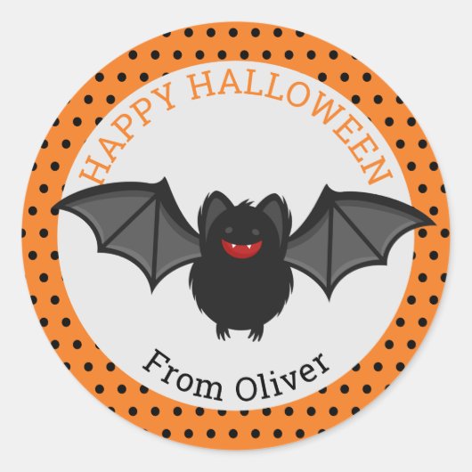 Persoonlijke Happy Halloween Bat Sticker (Voorkant)
