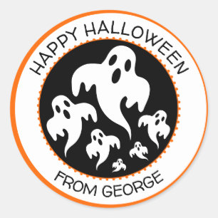 Persoonlijke Happy Halloween Ghost Ronde Sticker