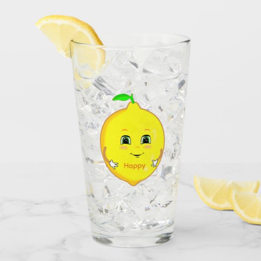 Persoonlijke Happy Lemon & Star Glas (Voorkant ijs)