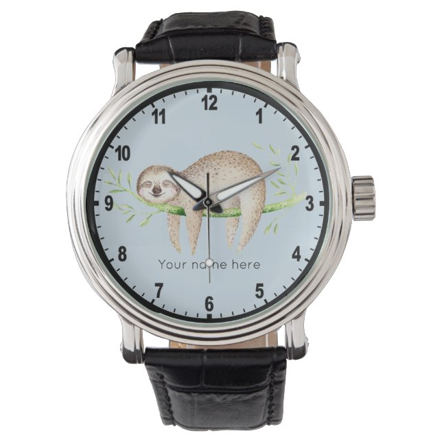 Persoonlijke Happy Sloth Horloge (Voorkant)