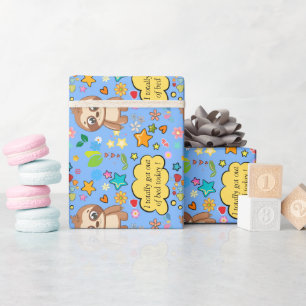 Persoonlijke Harten Bloemige Luiaard Baby Shower F Cadeaupapier