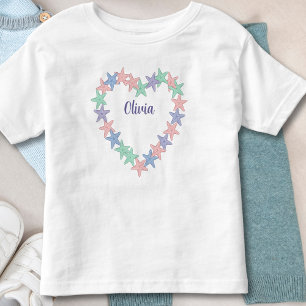 Persoonlijke hartvormige zeester voor meisjes kinder shirts