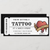 Persoonlijke Heart Tattoo Ticket Cadeaubewijs Kaart (Voorkant / Achterkant)