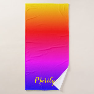 Persoonlijke heldere regenboog ombre badhanddoek