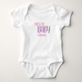 Persoonlijke Hello Baby Roze   Romper (Voorkant)