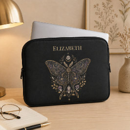 Persoonlijke Hemelse Mot Donkere Botanische Laptop Sleeve