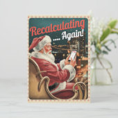 Persoonlijke herberekende Kerstman Grappig Vintage Feestdagenkaart (Staand voorkant)