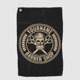 Persoonlijke herenkapper Skull Rockabilly Salon Golfhanddoek