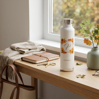 Persoonlijke herfst oogst monogram waterfles