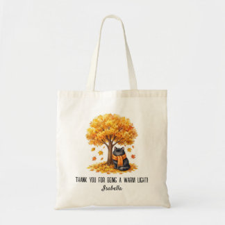 Persoonlijke herfst zwarte kat val dank je geschen tote bag