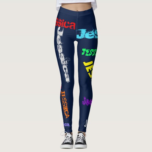 Persoonlijke herhalingsnaam zwarte oude Leggings (Voorkant)