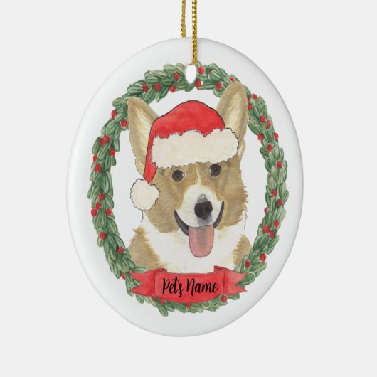Persoonlijke hertenbruine Corgi Kerstmis Keramisch Ornament (Rechts)