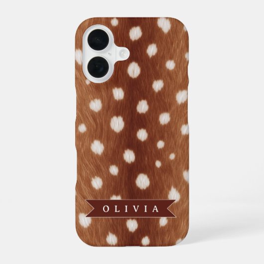 Persoonlijke hertenprint neutrale esthetische cade iPhone 16 hoesje (Achterkant)