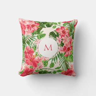 Persoonlijke Hibiscus Flower Monogram Pillow Kussen