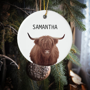 Persoonlijke Highland Cow Farmhouse Landelijk  Keramisch Ornament