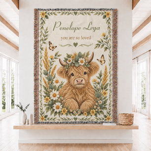 Persoonlijke Highland Cow Todd Gewoven Worpdeken Deken