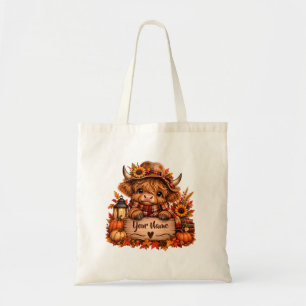 Persoonlijke Highland Koe Herfst Boerderij Tote Bag