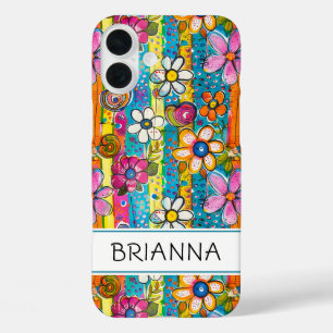 Persoonlijke Hippie Bloemen Kracht iPhone 16 Plus Hoesje