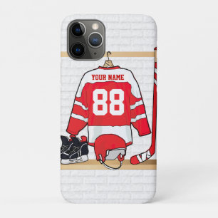 Persoonlijke Hockey Jersey, rood en wit iPhone 11 Pro Hoesje
