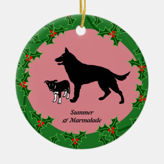 Persoonlijke hond kerstmis keramisch ornament (Voorkant)