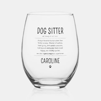 Persoonlijke Hond Oppas Fun Pet Zit Funny Cadeaus Wijnglas Zonder Voet
