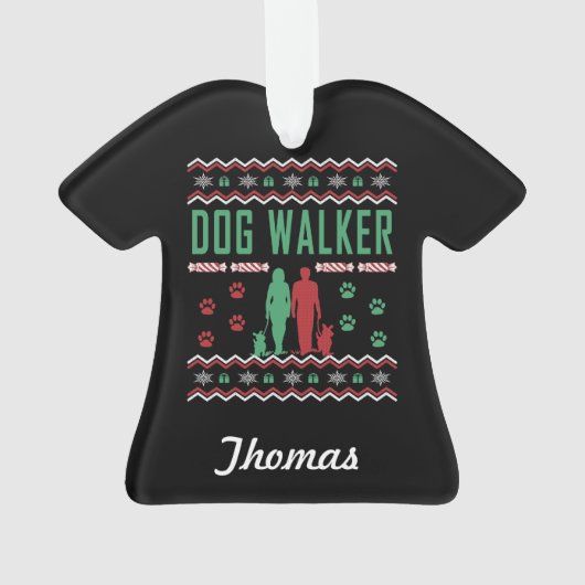 Persoonlijke hond Walker Ugly KerstSweater Ornament (achterkant)