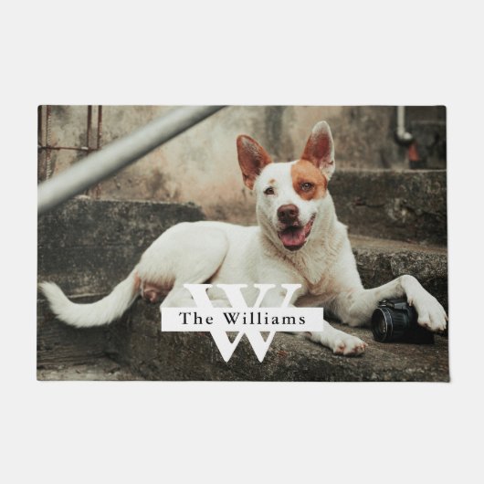 Persoonlijke hondenfoto familienaam deurmat (Voorkant)