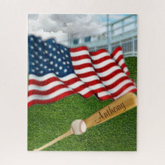 Persoonlijke honkbal met Amerikaanse vlag Legpuzzel