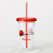 Persoonlijke honkbalknuppel rood acryl drinkbeker (Voorkant)